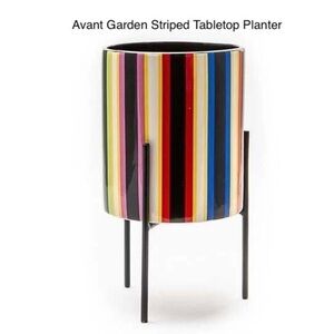 NIB Mackenzie Avant Garden Striped Tabletop Planter Childs Indoor Outdoor